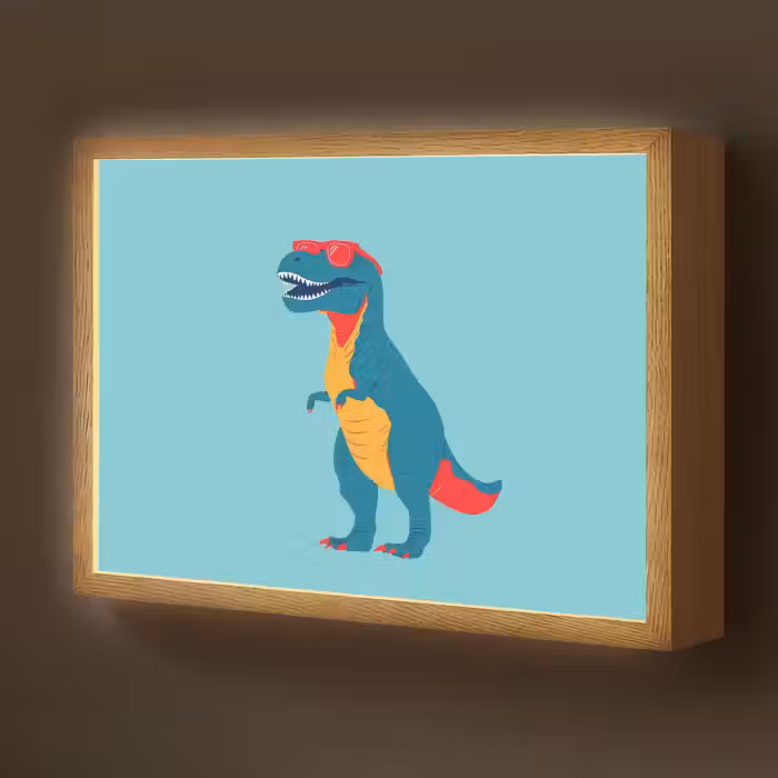 Lightbox - Wandlamp kinderkamer - Dinosaurus - Blauw - Zonnebril