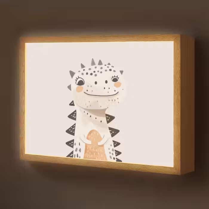 Lightbox - Wandlamp kinderkamer - Dinosaurus - Pastel kleuren