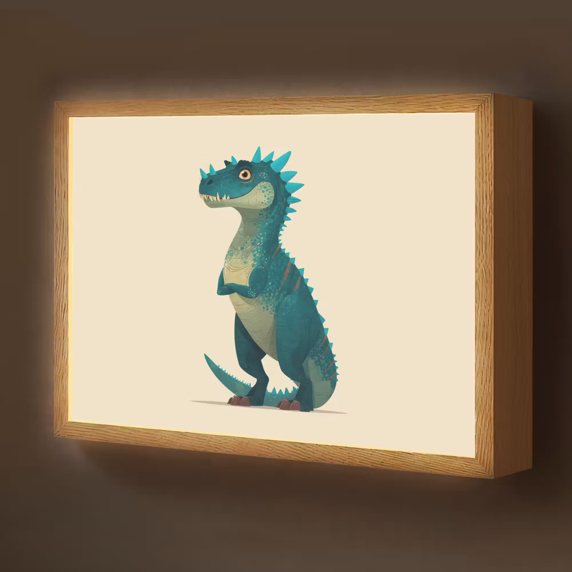 Lightbox - Wandlamp kinderkamer - Dinosaurus - Turquoise - Stekels