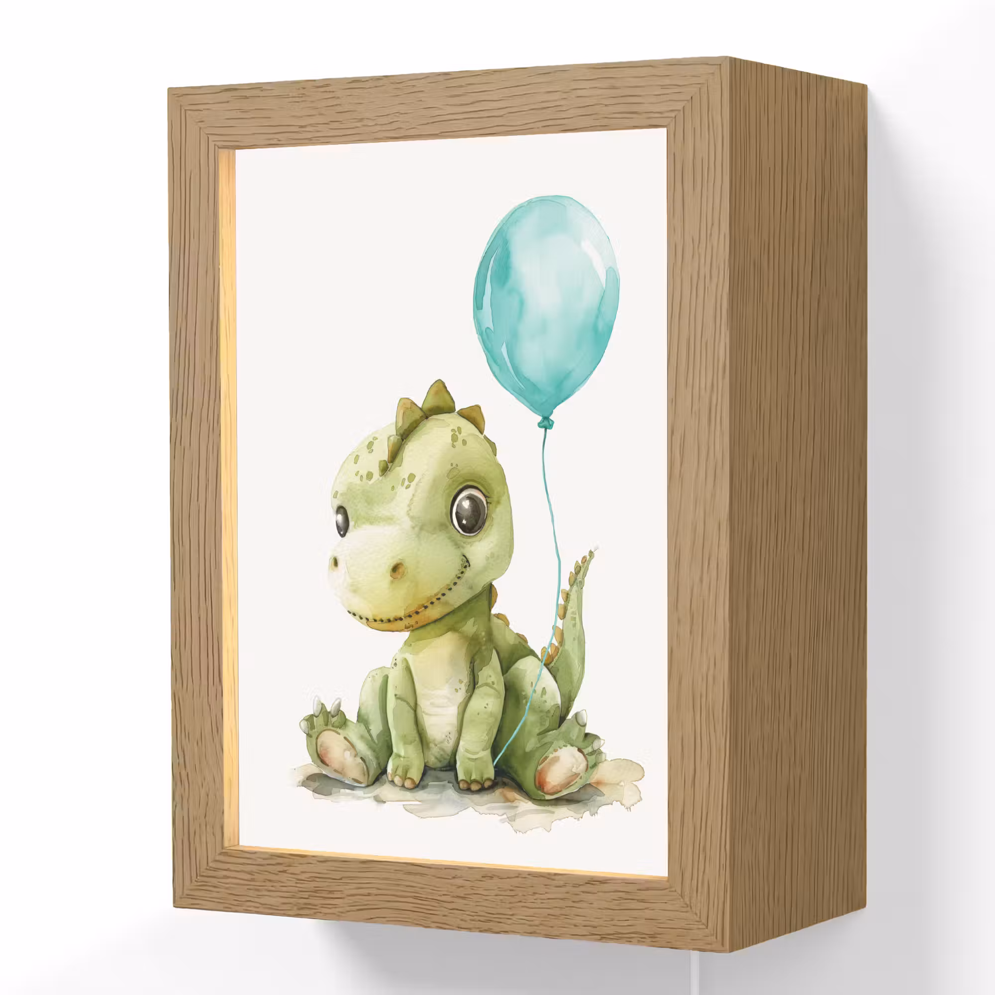 Lightbox - Wandlamp kinderkamer - Draak - Baby dier - Blauwe ballon