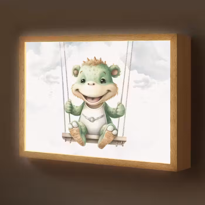 Lightbox - Wandlamp kinderkamer - Draak - Baby dier - Kinderen