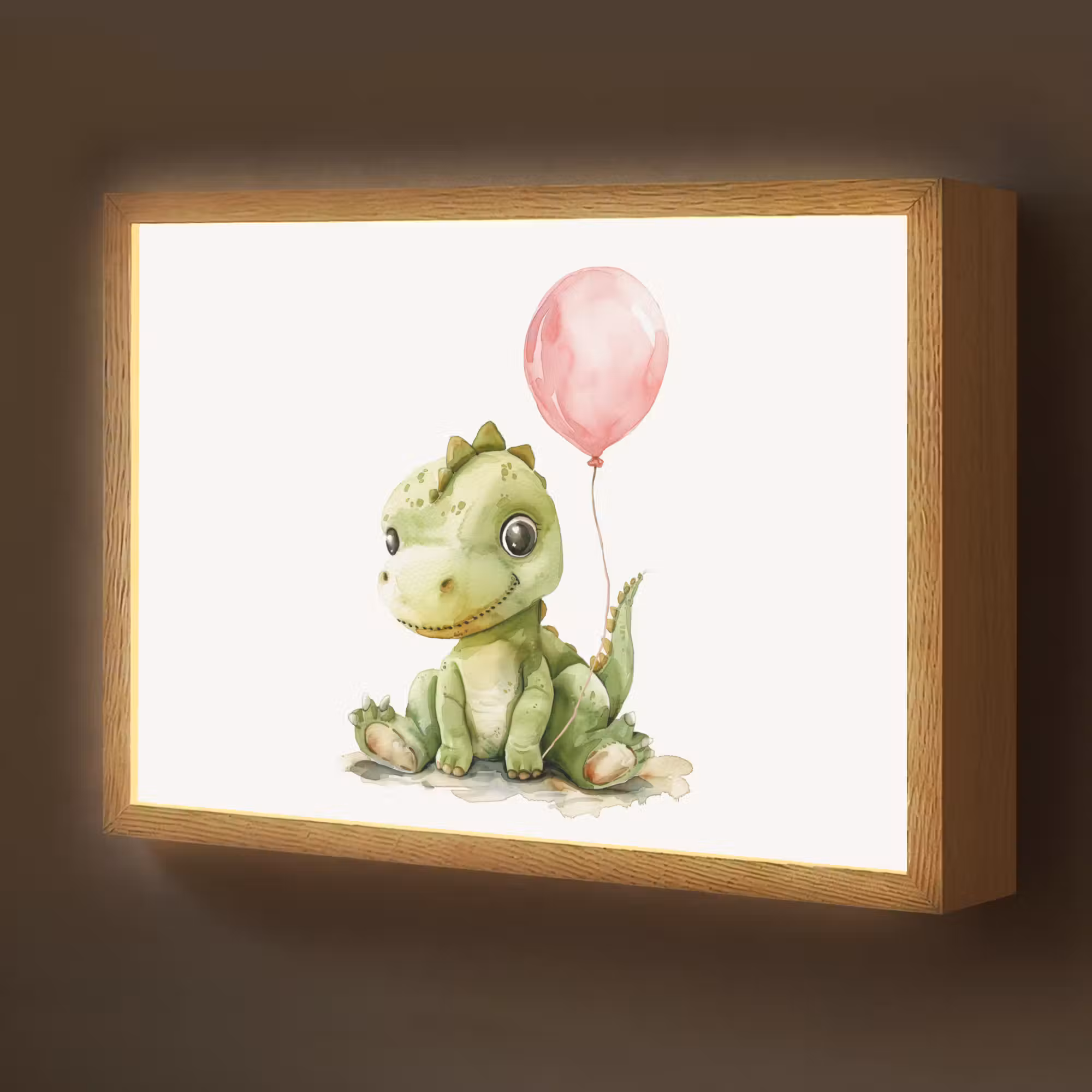 Lightbox - Wandlamp kinderkamer - Draak - Baby dier - Roze ballon