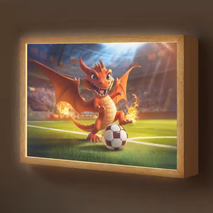 Lightbox - Wandlamp kinderkamer - Draak - Voetbal - Vuur - Stadion