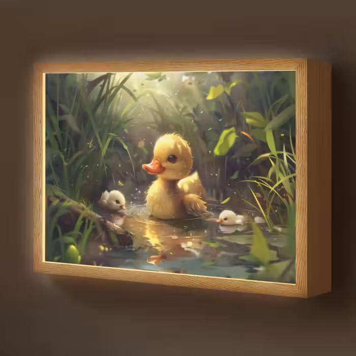 Lightbox - Wandlamp kinderkamer - Eendjes - Dieren - Natuur