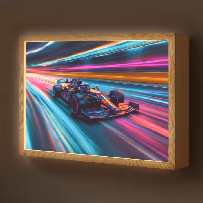 Lightbox - Wandlamp kinderkamer - Formule 1 - Auto - Race - Jongens - Kleurrijk