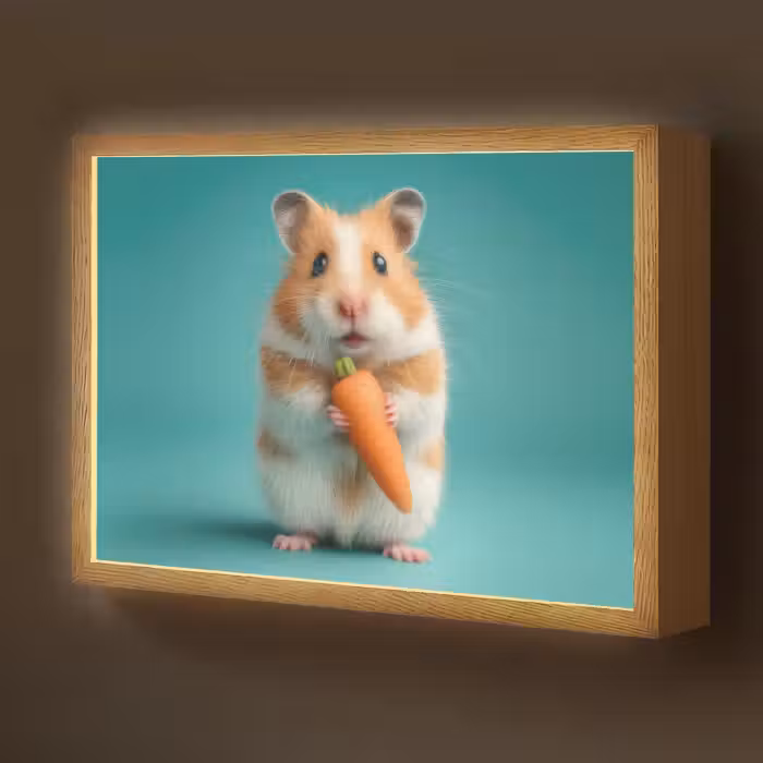 Lightbox - Wandlamp kinderkamer - Hamster - Wortel - Blauw