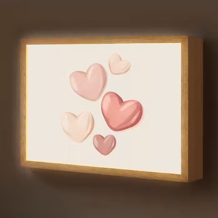 Lightbox - Wandlamp kinderkamer - Harten - Rood - Roze - Zwevend