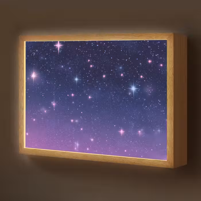 Lightbox - Wandlamp kinderkamer - Hemel - Sterren - Blauw