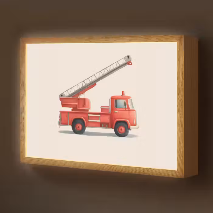 Lightbox - Wandlamp kinderkamer - Illustratie - Brandweer - Rood - Minimalistisch