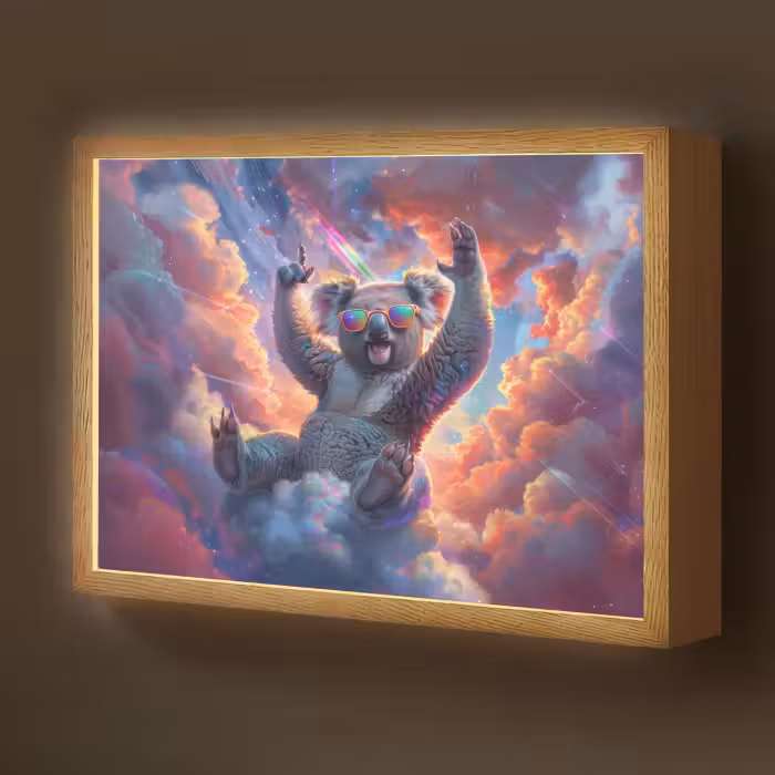 Lightbox - Wandlamp kinderkamer - Koala - Dier - Zonnebril - Wolken