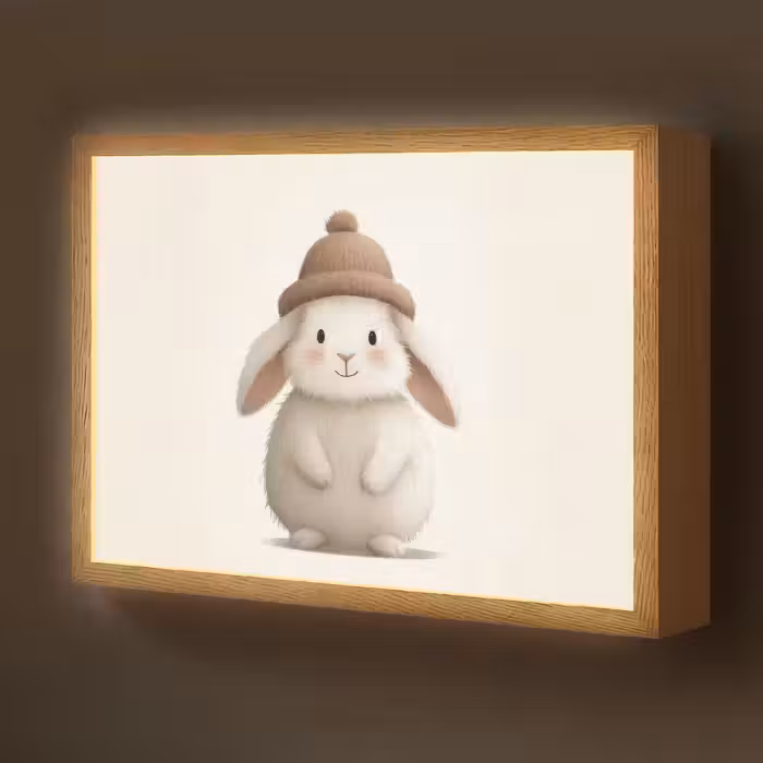 Lightbox - Wandlamp kinderkamer - Konijn - Muts - Oren - Beige