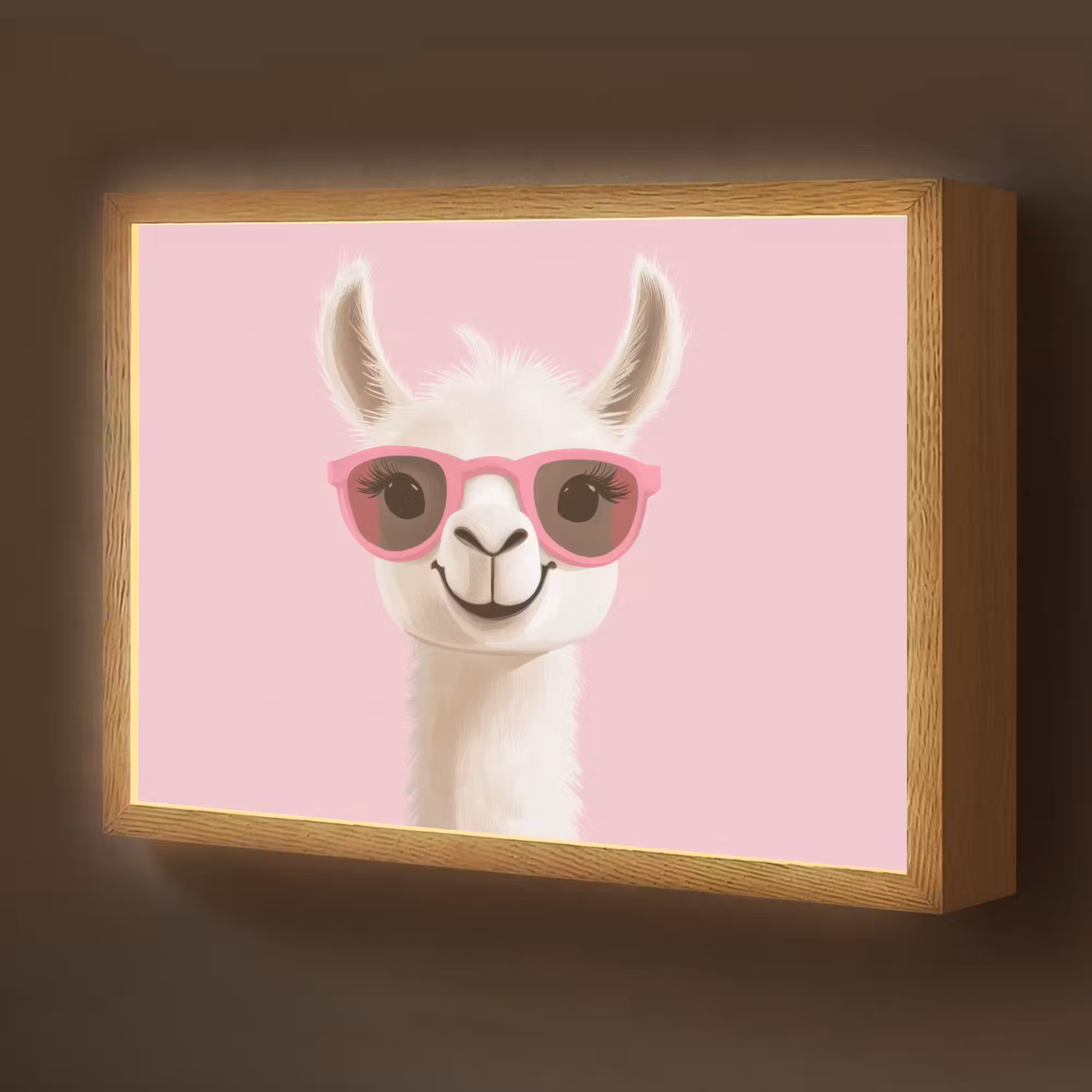 Lightbox - Wandlamp kinderkamer - Lama - Zonnebril - Roze