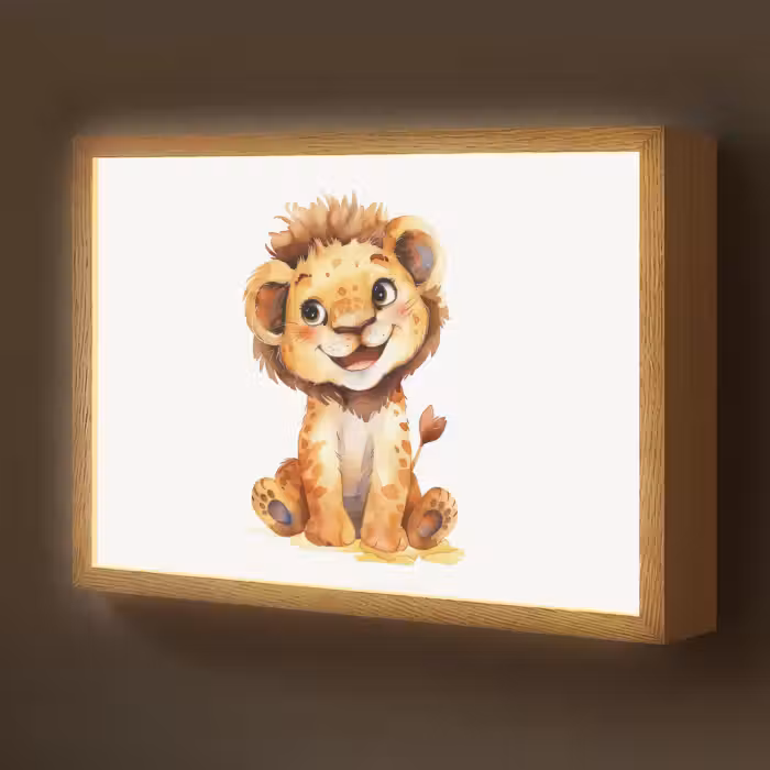 Lightbox - Wandlamp kinderkamer - Leeuw - Baby dier