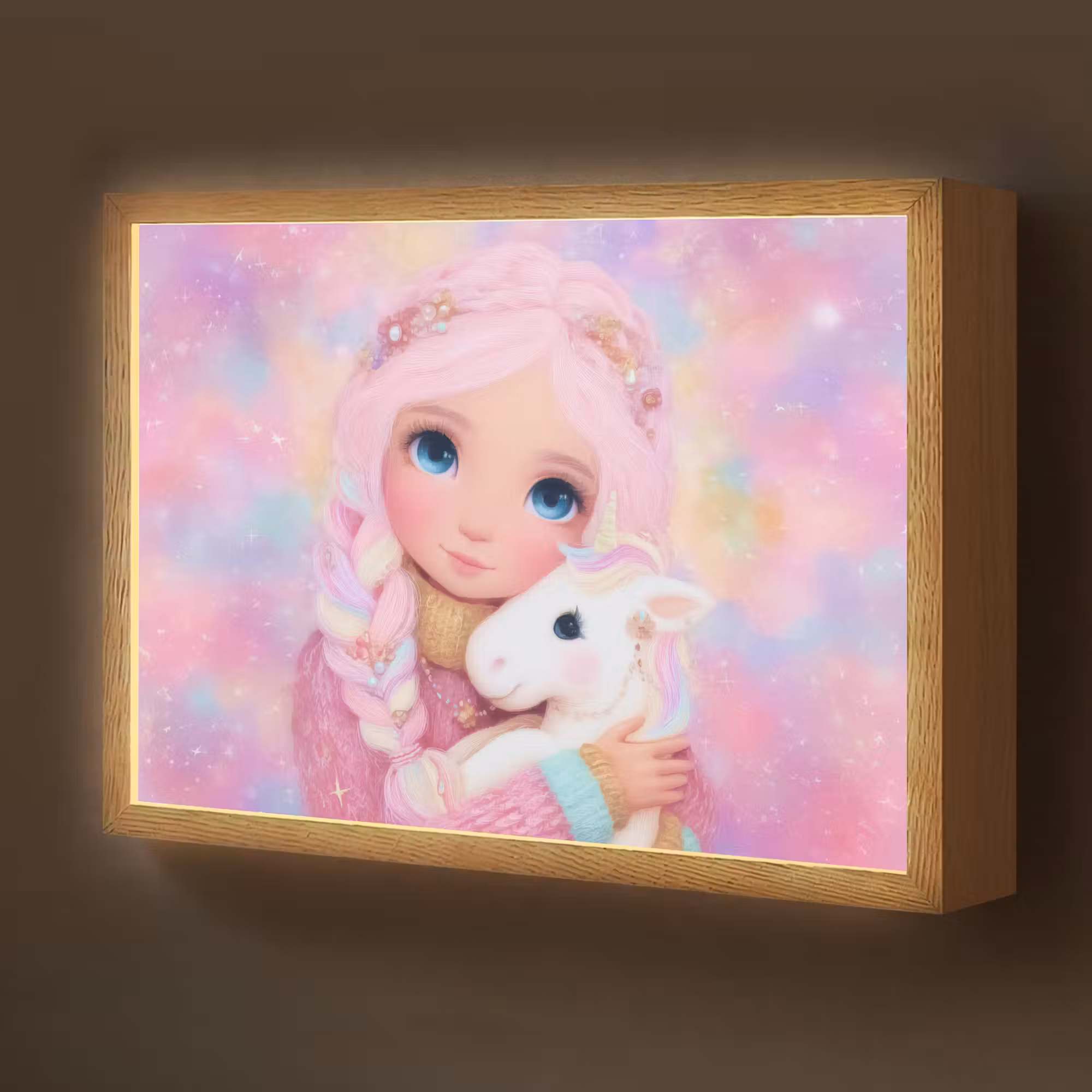 Lightbox - Wandlamp kinderkamer - Meisje - Eenhoorn - Roze