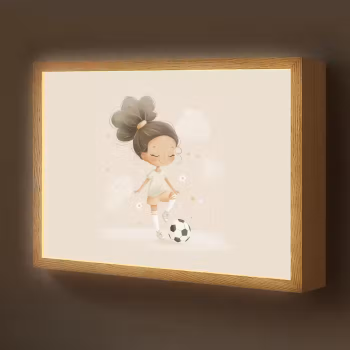 Lightbox - Wandlamp kinderkamer - Meisje - Voetbal - Beige