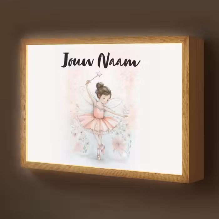 Lightbox - Wandlamp kinderkamer met naam - Ballerina - Fee - Roze