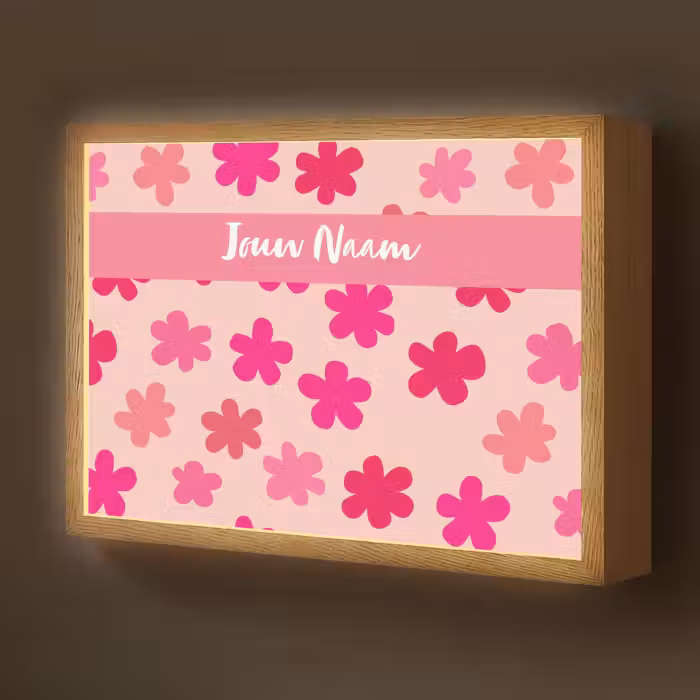 Lightbox - Wandlamp kinderkamer met naam - Bloemen - Patroon - Roze