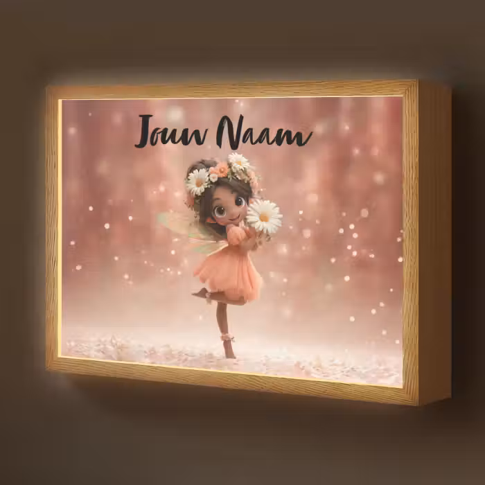 Lightbox - Wandlamp kinderkamer met naam - Bloemenfee - Roze - Meisje