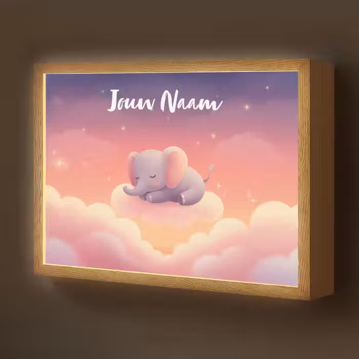 Lightbox - Wandlamp kinderkamer met naam - Dier - Roze - Wolken