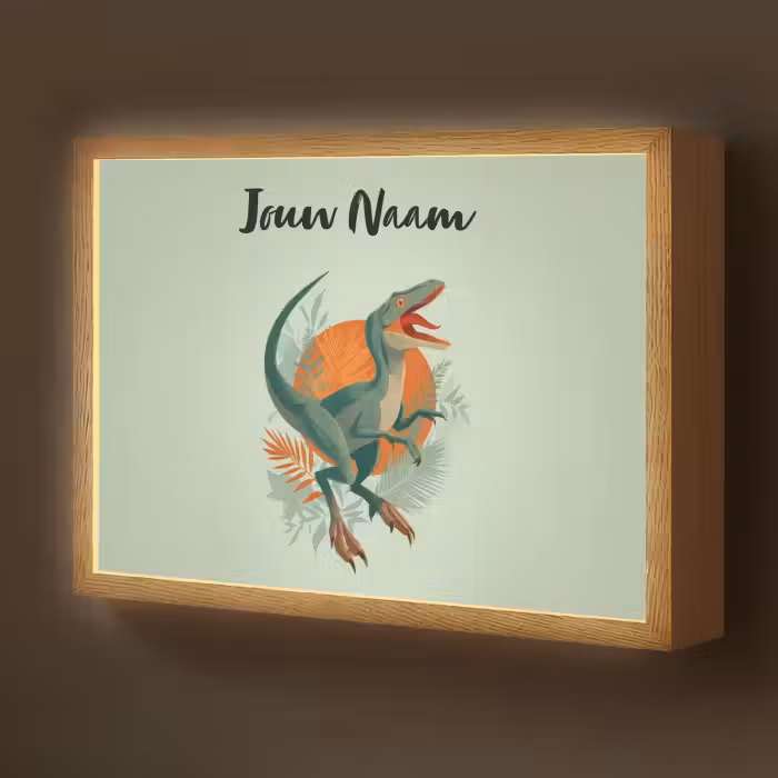 Lightbox - Wandlamp kinderkamer met naam - Dino - Bladeren - Grafisch - Groen