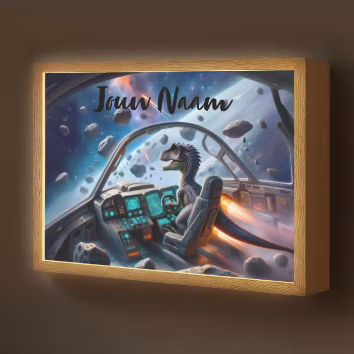 Lightbox - Wandlamp kinderkamer met naam - Dino - Ruimte - Jongens
