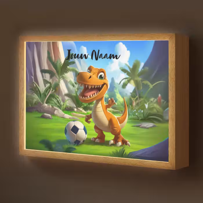 Lightbox - Wandlamp kinderkamer met naam - Dino - Voetbal - Groen