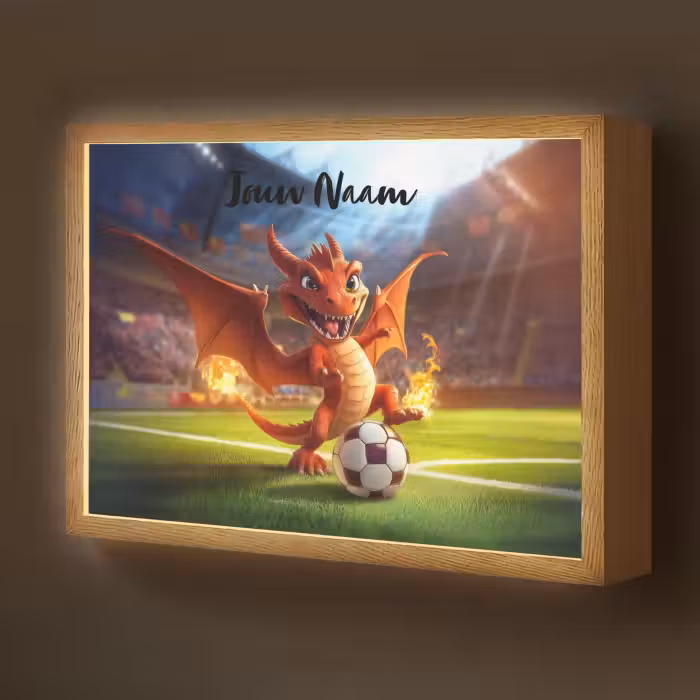 Lightbox - Wandlamp kinderkamer met naam - Draak - Voetbal - Vuur - Stadion