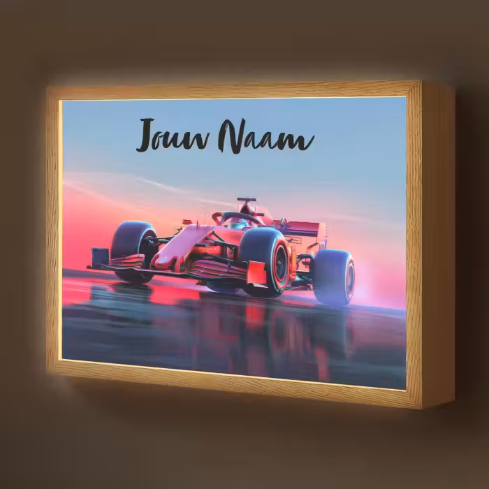 Lightbox - Wandlamp kinderkamer met naam - Formule 1 - Race  - Auto - Jongens