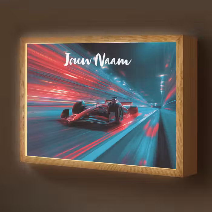 Lightbox - Wandlamp kinderkamer met naam - Formule 1 - Raceauto - Rood - Neonverlichting