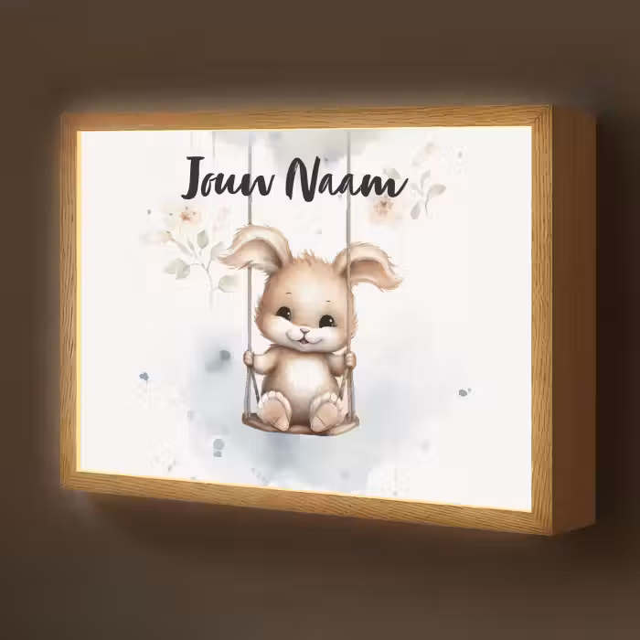 Lightbox - Wandlamp kinderkamer met naam - Konijn - Baby dier - Kinderen