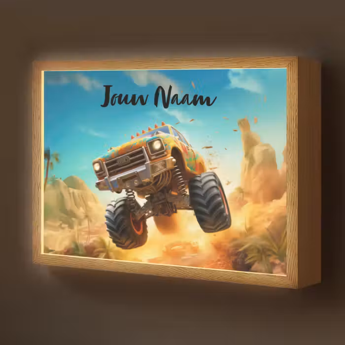 Lightbox - Wandlamp kinderkamer met naam - Monstertruck - Kind - Jongen - Auto
