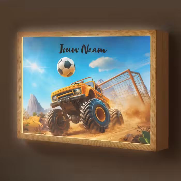 Lightbox - Wandlamp kinderkamer met naam - Monstertruck - Voetbal - Woestijn