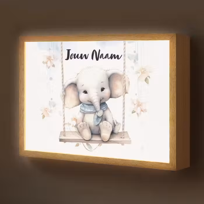 Lightbox - Wandlamp kinderkamer met naam - Olifant - Dier - Kinderen