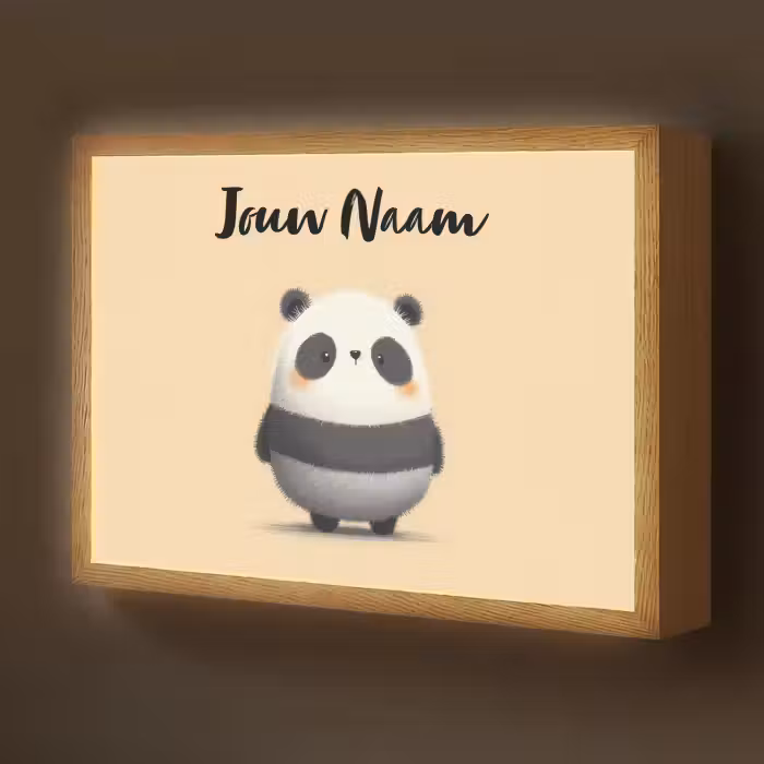 Lightbox - Wandlamp kinderkamer met naam - Panda - Beige - Minimalistisch