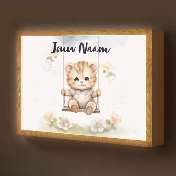 Lightbox - Wandlamp kinderkamer met naam - Poes - Baby - Dier - Kinderen