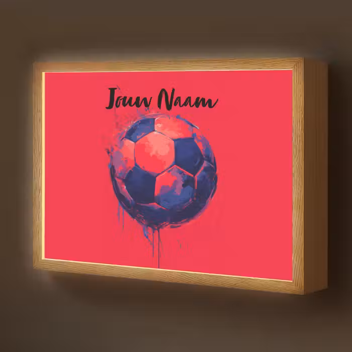 Lightbox - Wandlamp kinderkamer met naam - Rood - Voetbal - Abstract - Verfspatten