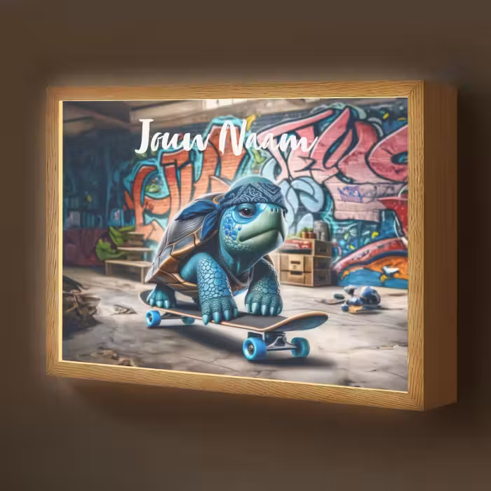Lightbox - Wandlamp kinderkamer met naam - Schildpad - Graffiti - Skateboard - Jongens