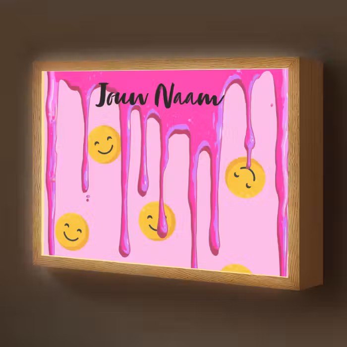 Lightbox - Wandlamp kinderkamer met naam - Smiley - Roze - Glazuur