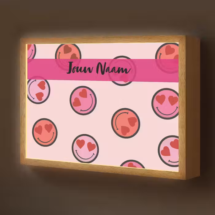 Lightbox - Wandlamp kinderkamer met naam - Smileys - Hartjes - Roze
