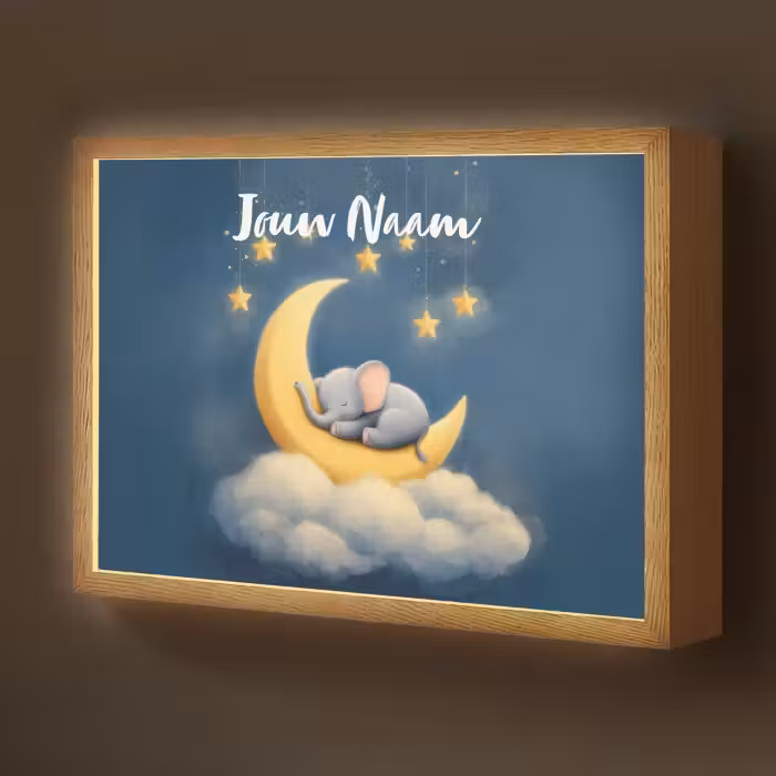 Lightbox - Wandlamp kinderkamer met naam - Sterren - Olifant - Maan - Wolken