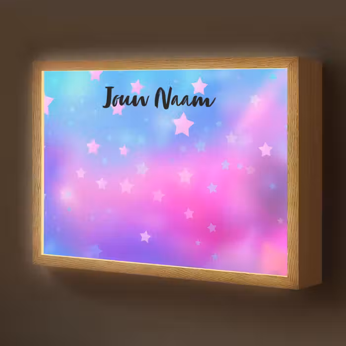 Lightbox - Wandlamp kinderkamer met naam - Sterren - Roze - Blauw