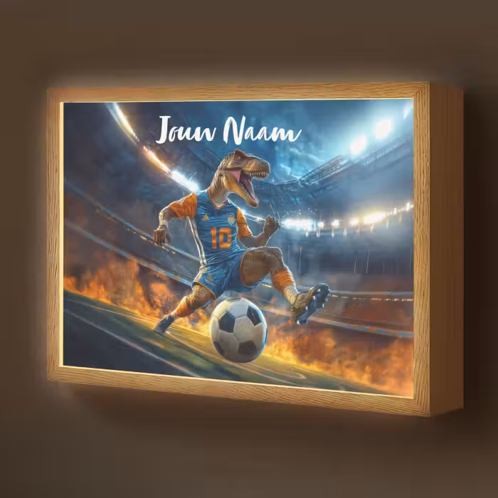 Lightbox - Wandlamp kinderkamer met naam - T-Rex - Voetbal - Stadion