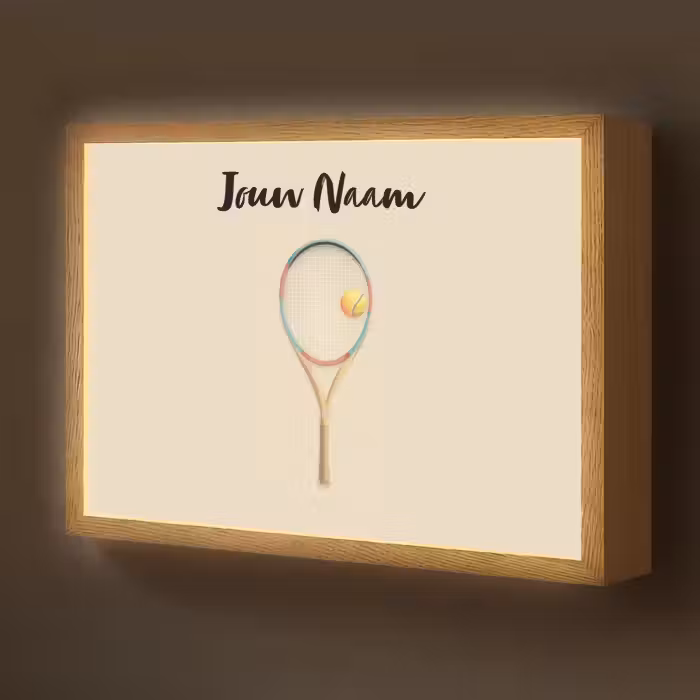 Lightbox - Wandlamp kinderkamer met naam - Tennisracket - Bal - Beige