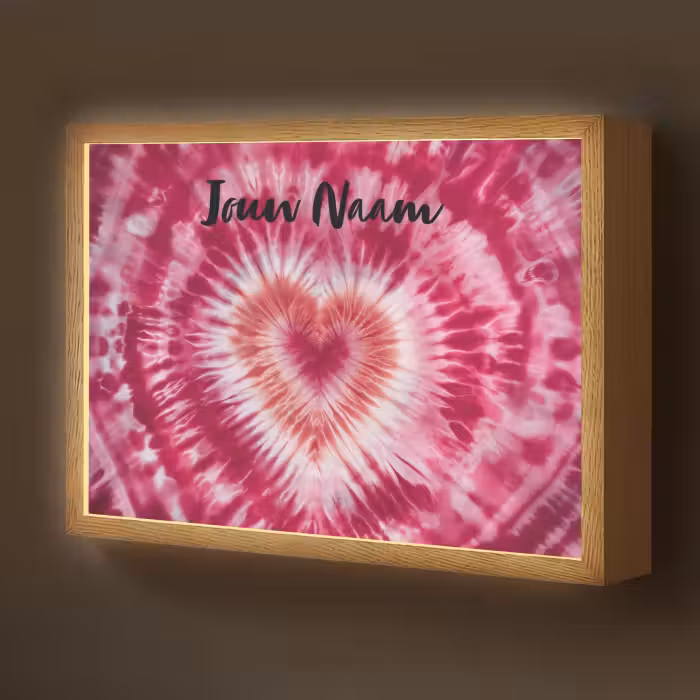 Lightbox - Wandlamp kinderkamer met naam - Tie Dye - Hartvorm - Roze