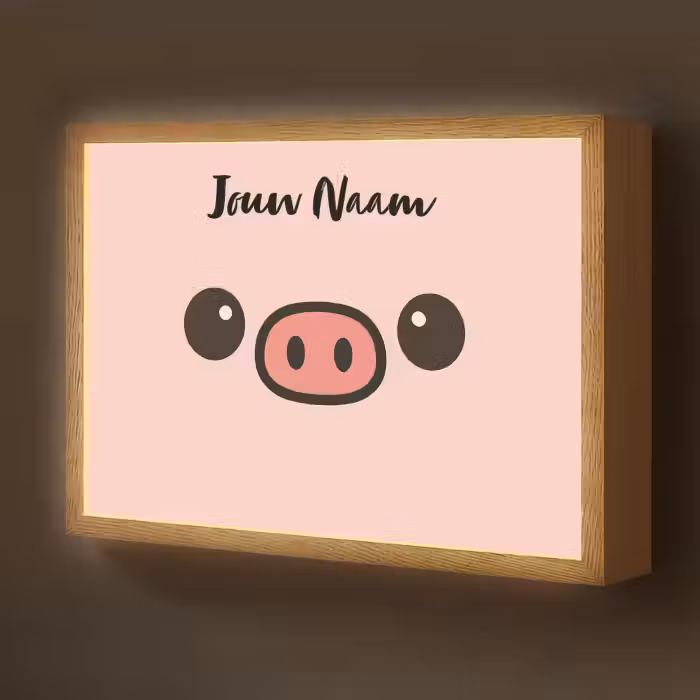 Lightbox - Wandlamp kinderkamer met naam - Varken - Roze - Minimalistisch