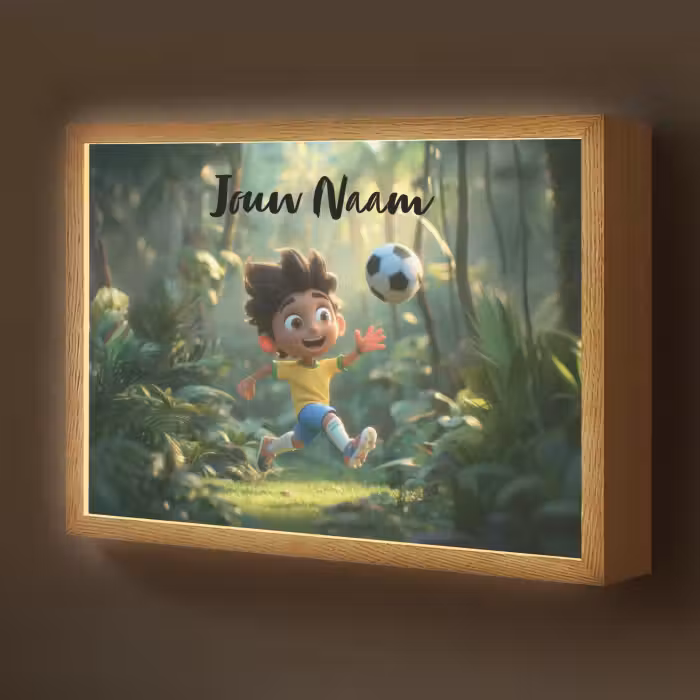 Lightbox - Wandlamp kinderkamer met naam - Voetbal - Jongen - Bos