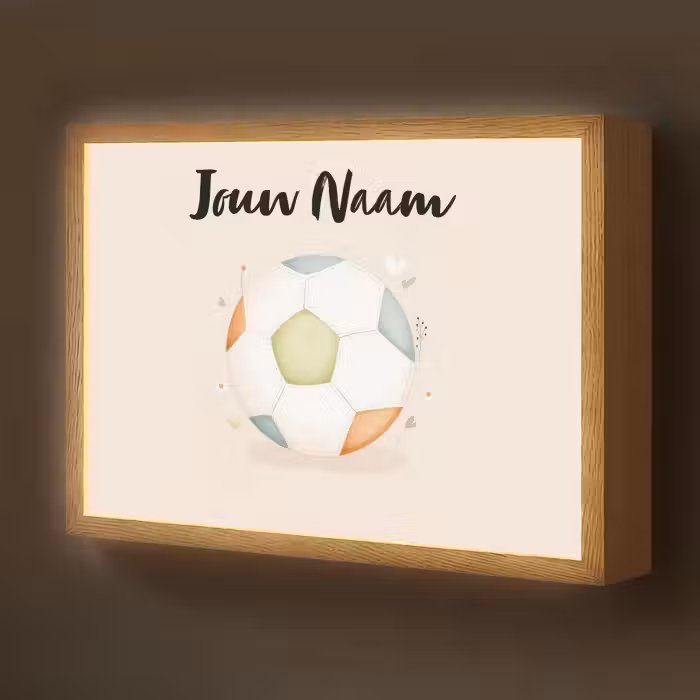 Lightbox - Wandlamp kinderkamer met naam - Voetbal - Rond - Pastel