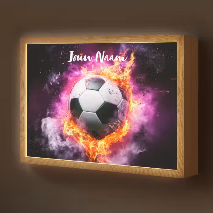 Lightbox - Wandlamp kinderkamer met naam - Voetbal - Roze - Vuur