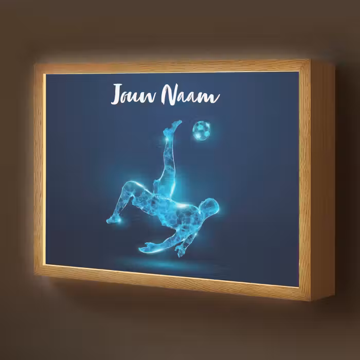 Lightbox - Wandlamp kinderkamer met naam - Voetballer - Blauw - Neon