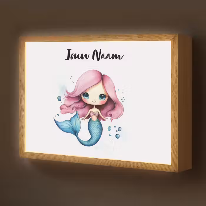 Lightbox - Wandlamp kinderkamer met naam - Zeemeermin - Roze